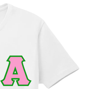 Camiseta AKA 3 con letras griegas bordadas, camiseta blanca de algodón con cuello redondo, manga corta, suave, transpirable, informal, unisex, para el día a día - Product Image 4