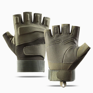 Gants de sport demi-doigts unisexes en cuir PU respirant avec sangle de poignet réglable antidérapants pour l'entraînement légers - Product Image 2