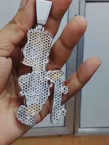 Pendentif Personnage de Dessin Animé Garçon Hip Hop en Moissanite Multicolore Effet Givré, Bijoux Fins en Argent 925, Pendentifs et Breloques - Product Image 3