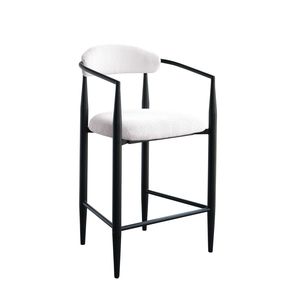 Set di 2 Sgabelli da Bar Moderni in Bouclé, Sedie Alte Vintage con Struttura/Schienale/Braccioli in Metallo, Sgabelli Imbottiti Moderni per Bancone - Product Image 6
