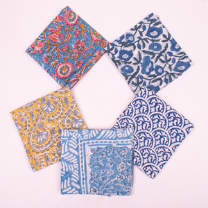 Reusable Block Printed Cotton Handkerchiefs Bandana Eco-Friendly Woven Style Adult Unisex Hair covering <b>Accessories</b> - Product Image 1
