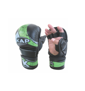 Gants de MMA KAP à demi-doigts en cuir PU avec impression craquelée et fermeture Velcro pour entraînement d'arts martiaux adultes - Product Image 1
