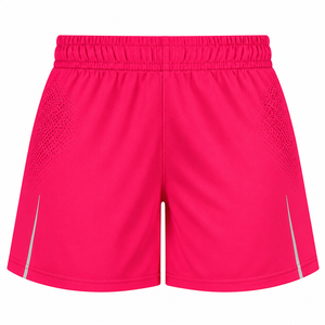 Shorts de sport pour homme rose à séchage rapide, respirants, écologiques, avec logo frontal, taille élastique, motif à carreaux, en tissu polyester tissé - Product Image 1