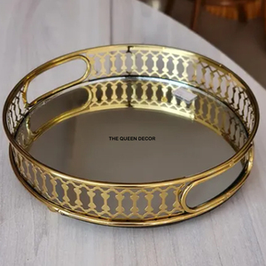 Plateau de service rectangulaire en bois massif de qualité supérieure, finition brune, avec poignées métalliques, pour hôtel, maison et cadeaux - Product Image 6