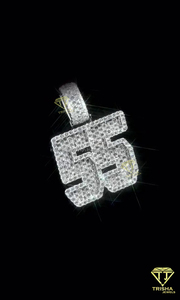 "55" Number Pendant Moissanite Diamond <b>Iced</b> <b>Out</b> Hip Hop Necklace Bling <b>Chain</b> Luxury Jewelry Gift - Product Image 6