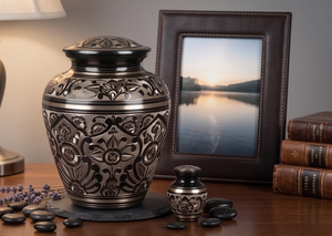 Urnes funéraires en aluminium couleur or et noir pour cendres humaines, vente en gros - Product Image 5