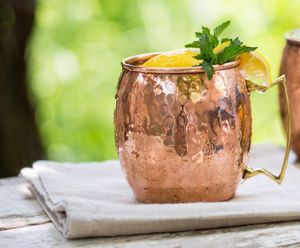 <b>Copper</b> cocktail mug set for elegant poolside refreshment parties hammered finish metal <b>cups</b> durable reusable bar serving mugs - Product Image 5