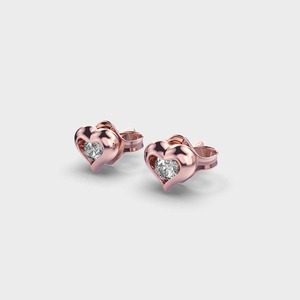 IGI Certified Lab Grown Diamond Heart Shape Stud <b>Earrings</b> 14K Yellow / White / Rose Gold Minimalist Heart Diamond <b>Earrings</b> - Product Image 2