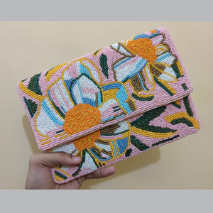 Bolso de Mano con Cuentas Hechas a Mano, Diseño Abstracto a Cuadros, Color y Logotipo Personalizables, Elegante Bolso para Mujer, Ideal para Regalos - Product Image 4