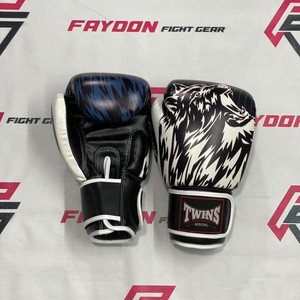 Nouveaux gants de boxe Muay Thai personnalisés entièrement imprimés, design jumeaux, pour entraînement, combat et sparring, en cuir de vachette véritable, gants MMA. - Product Image 1