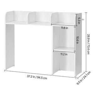 Libreria da Scrivania in Legno PC 94,5 cm x 24,1 cm x 73,4 cm, Organizzatore a 2 Livelli e Scaffale per Ufficio con Ripiano Espositivo per Libri - Product Image 4