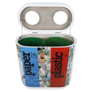 Indoor Recycle Waste <b>Bin</b> Dual 60L Open Top Made of Fiberglass - Product Image 3