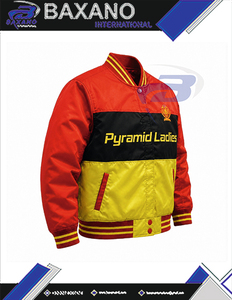 Chaqueta de carreras bordada para mujer de la hermandad NSPDK, ropa griega vintage, chaqueta de carreras roja y amarilla para mujer - Product Image 5