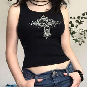 T-shirts légers et écologiques pour femmes, coupe ajustée, 100 % coton, avec logo personnalisé en strass, pour l'été - Product Image 1