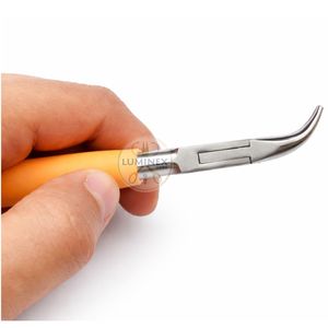 Pince à bec courbé or et blanc 5 pouces, pointe angulaire, pour la fabrication de bijoux, en acier inoxydable, certifiée CE ISO, LUMINEX IMPEX, pour saisir les petites pièces - Product Image 6