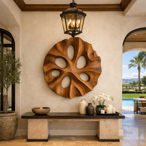Escultura de Madera Sólida, Arte de Pared de Diseño Moderno y Lujoso para Decoración de Interiores de Sala de Estar, Relieve de Pared Tallado a Mano - Product Image 1