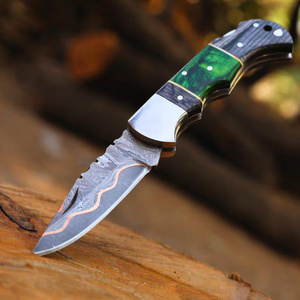 Couteau pliant haut de gamme en acier Damas Cooper, manche en bois personnalisé, étui en cuir, multifonctionnel, pour usage quotidien en extérieur - Product Image 6