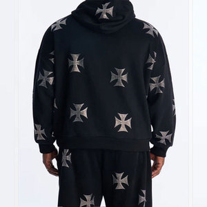 Conjunto de Sudadera con Capucha y Pantalones de Chándal de Forro Polar para Hombre, Estilo Urbano Americano, Holgado e Informal, para Invierno - Product Image 2