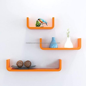 U-Shape Floating Wall Rack Shelves for Living Room Kitchen <b>Book</b> Home Decoration Office (Standard Orange) - Product Image 4