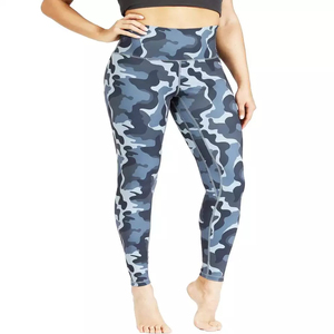 High Waist Full Length Camouflage Yoga <b>Leggings</b> With Pink Blue Pattern Breathable Spandex <b>Nylon</b> Pants For Women - Product Image 4