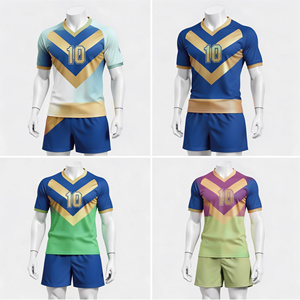 Conjunto de Uniforme de Rugby Sublimado con Cuello en V, Manga Corta, Secado Rápido, Número 10, Diseño con Bloques de Color, Unisex para Adultos - Product Image 1