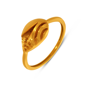 Bague en or texturé en forme de feuille, style luxueux, ouverte, pour femme, finition or poli, à porter au quotidien, pièce maîtresse - Product Image 1