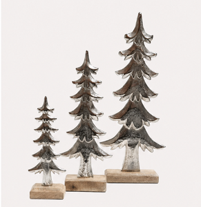 Premium Silver Metal Christmas <b>Tree</b> Sculpture With Sturdy Wooden Base For Modern Home And Hotel Holiday <b>Tabletop</b> Decoration - Product Image 5