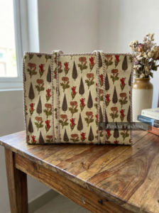 Bolso Tote Acolchado de Algodón con Estampado Floral para Mujer, Bolso de Hombro Boho de Gran Capacidad, Bolso Ecológico para Viajes, Playa y Compras - Product Image 6