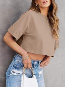 Camiseta con Logotipo Personalizado para Mujer, Algodón Transpirable, Tejido Jersey, Ropa de Primavera/Verano, Alta Calidad, Corte Ajustado Informal, Manga Corta - Product Image 5