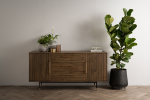 Durable Toffee Finish Luxury Solid Wood Scandinavian Design Easy Assembly Multifunction <b>Sideboard</b> Large Credenza <b>for</b> Boutique - Product Image 4