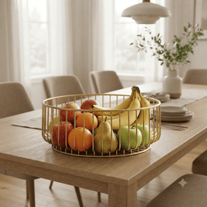 Corbeille à fruits moderne en fil métallique doré, design minimaliste, organisateur de rangement durable pour cuisine, maison, hôtel, restaurant - Product Image 3