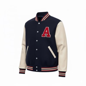 ชุดเบสบอลอเมริกันแบบปรับแต่งได้สำหรับผู้ชาย เสื้อแจ็คเก็ตวาร์ซิตี้บุขนแกะสำหรับฤดูหนาว เสื้อลำลองปักลายพิมพ์พร้อมซิปและกระดุม - Product Image 3