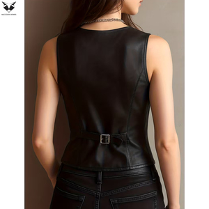 Fully Customized Made Women Slim Fit Leather Vest Club Wear Gothic <b>Punk</b> Sleeveless <b>Jacket</b> Fashion Street Style Party Outfit - Product Image 2