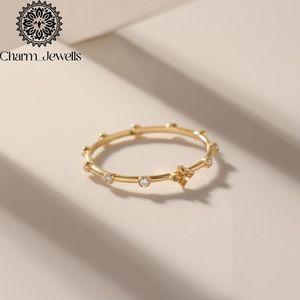 Charm_Jewells 18K Gold Plated Moissanite <b>Ring</b> With <b>Cross</b> Design Minimalist Style Unisex Everyday Wear - Product Image 1