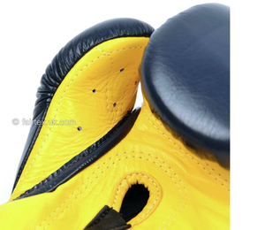 Top Quality Fairtex Boxing <b>Gloves</b> Navy Blue Yellow Cowhide Leather Adjustable Wrist Strap Adults Martial Arts - Product Image 3