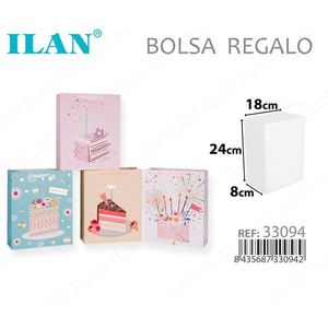 Borsa Regalo ILAN 18x24x8cm con Design Torta di Compleanno per Feste - Product Image 1
