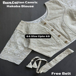 Blusa de diseñador de la mejor calidad, Hakoba Cambric Cotton con trabajo de hilo y lentejuelas, con cinturón, lista para usar, a precio de mayorista. - Product Image 1