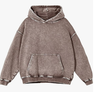 Unisex Washed Cotton Hoodie <b>Oversized</b> Casual Long Sleeve Solid Color Pullover Sweatshirt with Drawstring and Side Pockets - Product Image 1