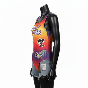 Traje de baño de una pieza para mujer, 200 GSM, poliéster y spandex, tela elástica premium, color degradado, traje de baño con logo personalizado. - Product Image 2