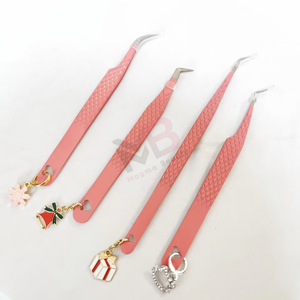 Custom Private Logo Box Stainless Steel Lash <b>Applicator</b> Tweezers Charm Custom Logo Fiber Tips Grip <b>Eyelash</b> Tweezers - Product Image 2
