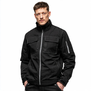 เสื้อแจ็คเก็ตนิรภัยสะท้อนแสงสีดำแบบกันหนาวสำหรับฤดูหนาว  แบบมีซิป คอตั้ง สำหรับผู้ชาย - Product Image 2