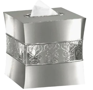 Nouvelle boîte à mouchoirs de forme carrée finie par argent de concepteur pour l'hôtel et le restaurant - Product Image 1