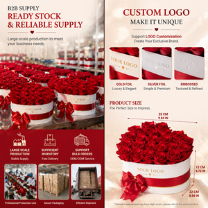 Grand Chelsea Eternal Rose Gift Box White Scarlet Accents Square Shape for Valentine's Day Mother's Day Gifts Made Natural - Product Image 3