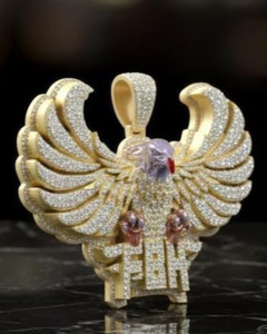 Pendentif Hip Hop personnalisé avec breloques Aigle, testé au diamant, en argent 925 plaqué or, style Iced Out, pour rappeur, tendance Bling - Product Image 1