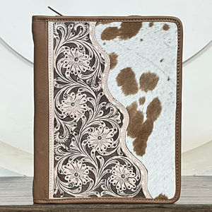 Carpeta Organizadora de Piel Genuina de Vacuno Grabada a Mano con Diseño Floral Occidental y Cremallera, Modelo 2026, para Negocios y Planificación - Product Image 2