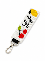 Porte-clés artisanal classique perlé, breloque de sac colorée avec perles, fermoir mousqueton doré, design réglable et personnalisable