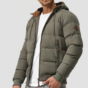 Men's <b>Hooded</b> Puffer <b>Jacket</b> With Zipper Closure And <b>Fleece</b> Lining Winter - Product Image 3