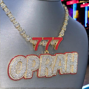 Collar con Colgante de Plata 925 Personalizado con Nombre y Número, con Moissanita Brillante, Estilo Hip Hop Unisex, Esmalte, Amuleto para Fiesta de Raperos - Product Image 5