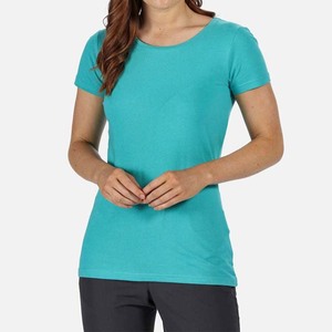 Camiseta de Algodón de Manga Corta con Cuello Redondo para Mujer, Color Sólido, Transpirable, Estilo Casual, Corte Regular, para Todas las Temporadas - Product Image 1