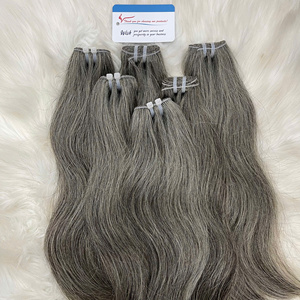 Nouveaux articles : Extensions de cheveux humains vietnamiens 100 % naturels, double trame, couleur gris brillant, sans nœuds, sans perte de cheveux - Product Image 5